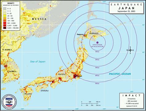 japan earthquake today map